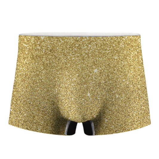Gold Glitter Texture Print Men's Boxer Briefs