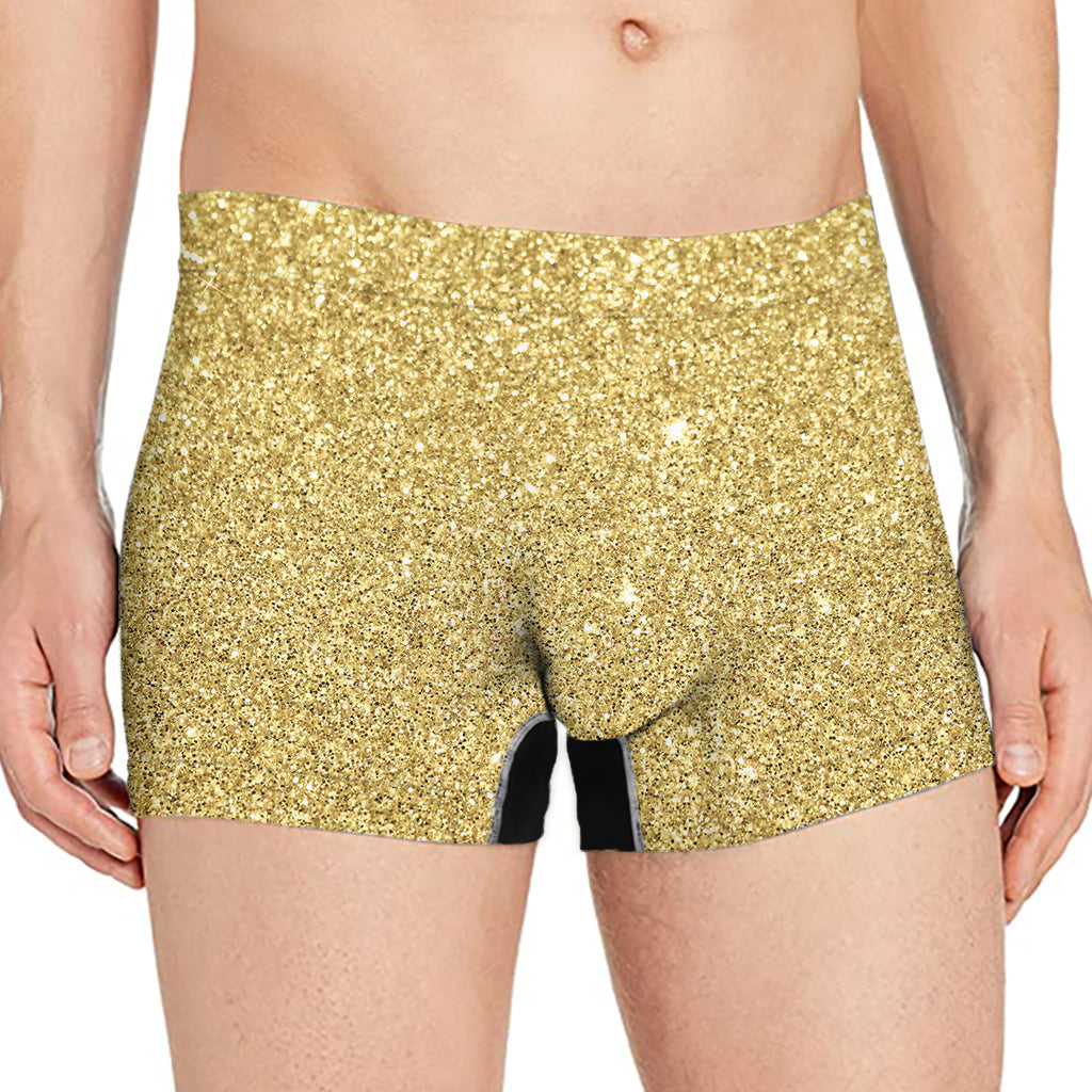 Gold Glitter Texture Print Men's Boxer Briefs