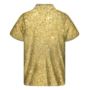 Gold Glitter Texture Print Men's Short Sleeve Shirt