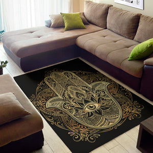 Gold Hamsa Hand Print Area Rug