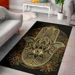 Gold Hamsa Hand Print Area Rug