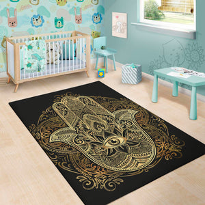 Gold Hamsa Hand Print Area Rug