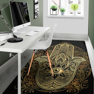 Gold Hamsa Hand Print Area Rug