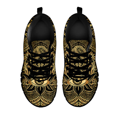 Gold Hamsa Hand Print Black Sneakers