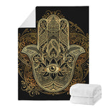Gold Hamsa Hand Print Blanket