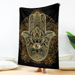 Gold Hamsa Hand Print Blanket