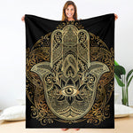 Gold Hamsa Hand Print Blanket