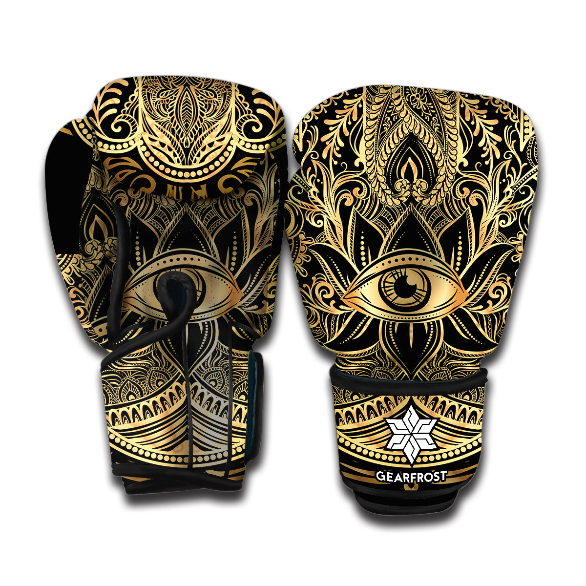 Gold Hamsa Hand Print Boxing Gloves