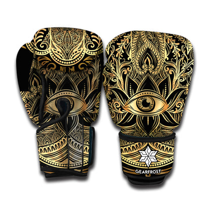 Gold Hamsa Hand Print Boxing Gloves