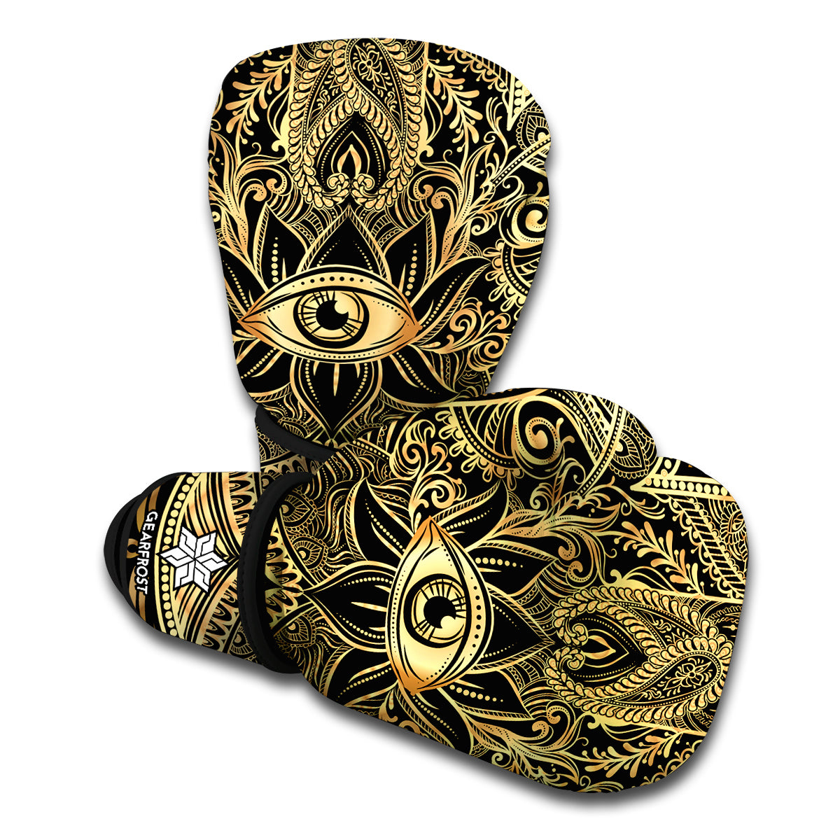 Gold Hamsa Hand Print Boxing Gloves