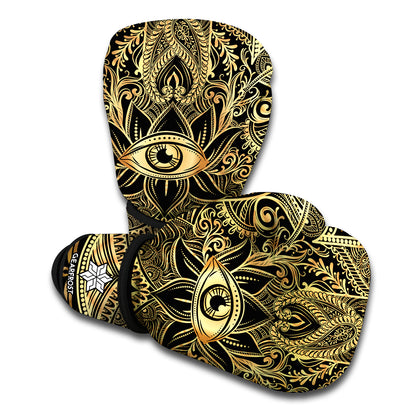 Gold Hamsa Hand Print Boxing Gloves