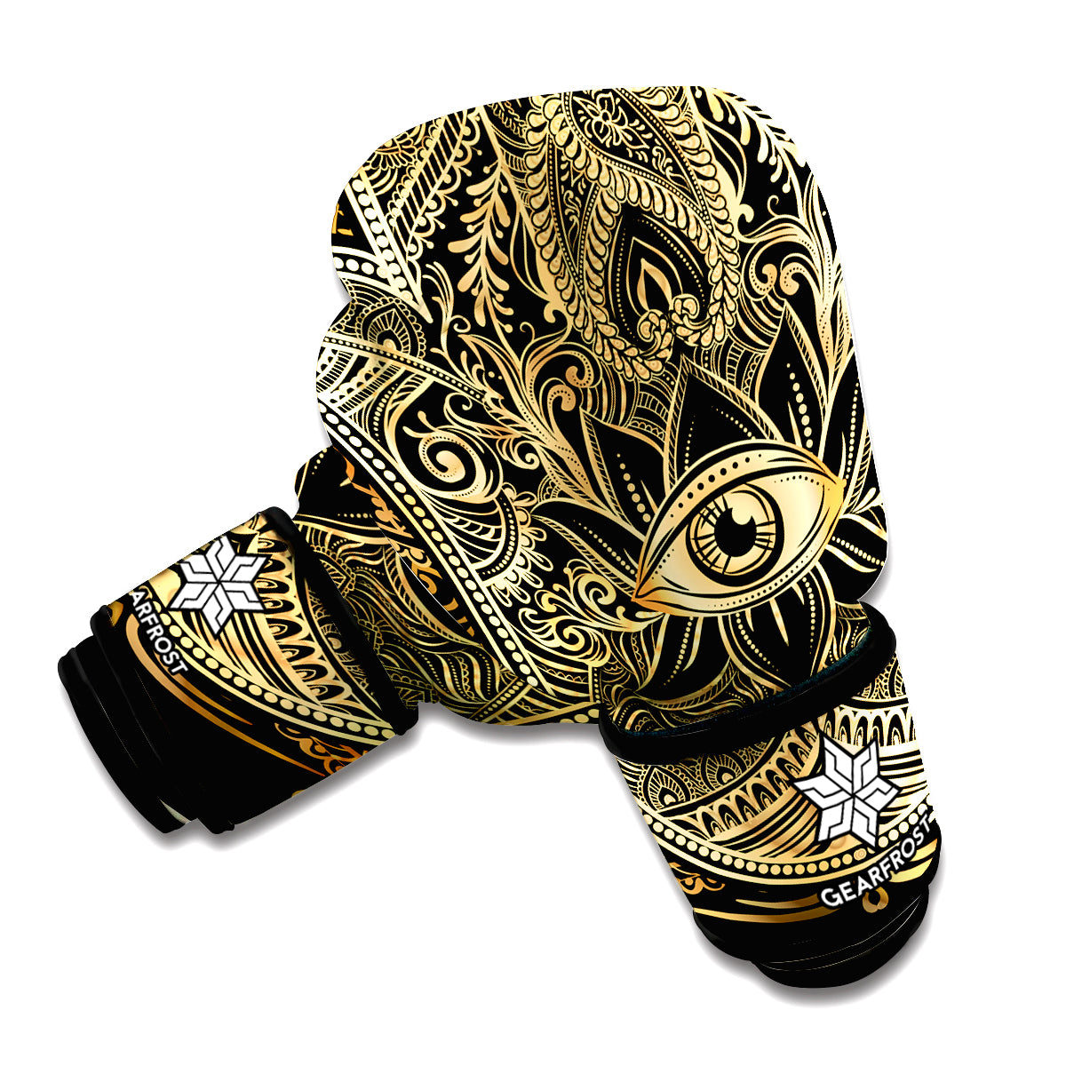 Gold Hamsa Hand Print Boxing Gloves