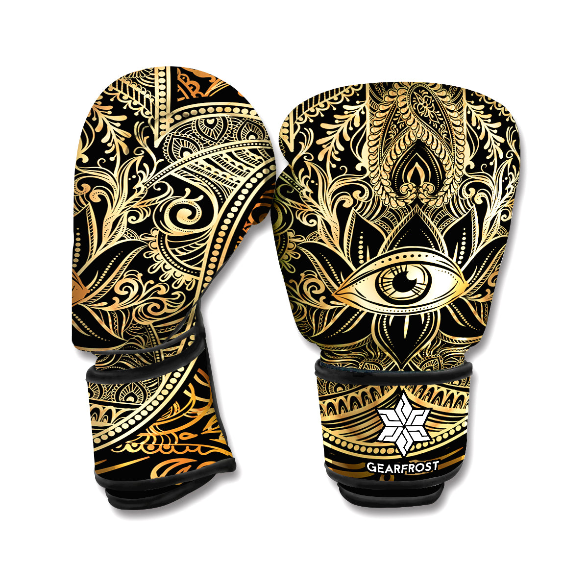 Gold Hamsa Hand Print Boxing Gloves