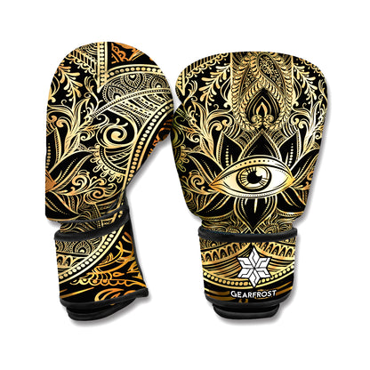 Gold Hamsa Hand Print Boxing Gloves