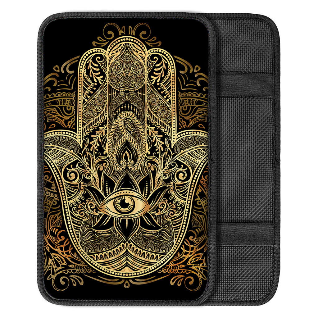 Gold Hamsa Hand Print Car Center Console Cover