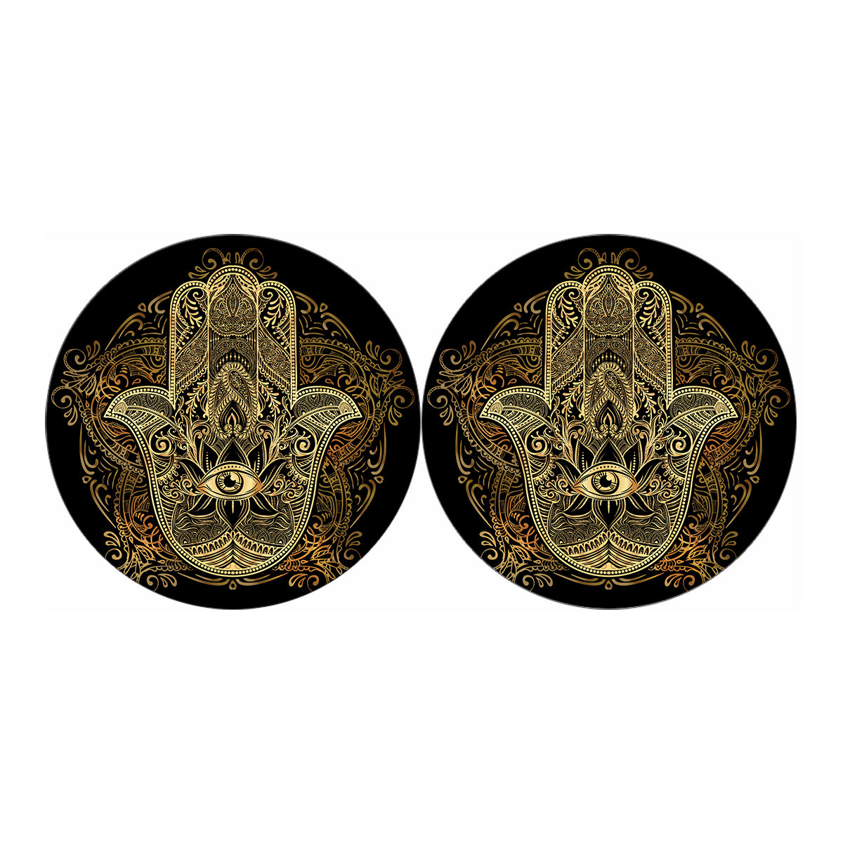 Gold Hamsa Hand Print Car Coasters