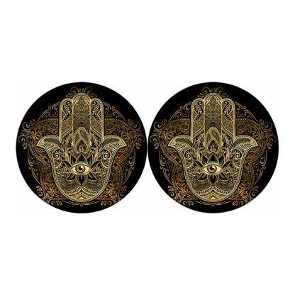 Gold Hamsa Hand Print Car Coasters