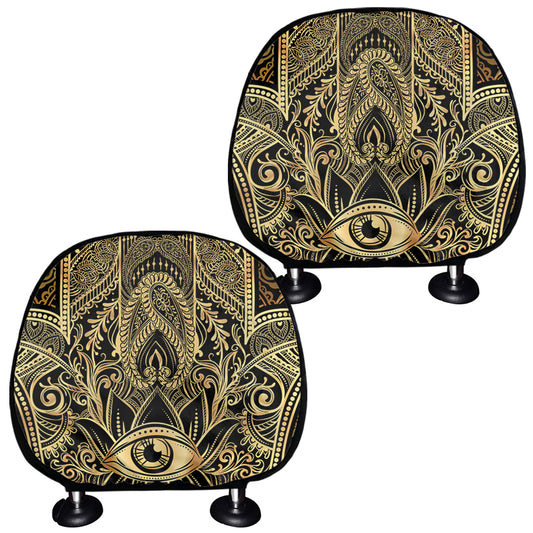 Gold Hamsa Hand Print Car Headrest Covers