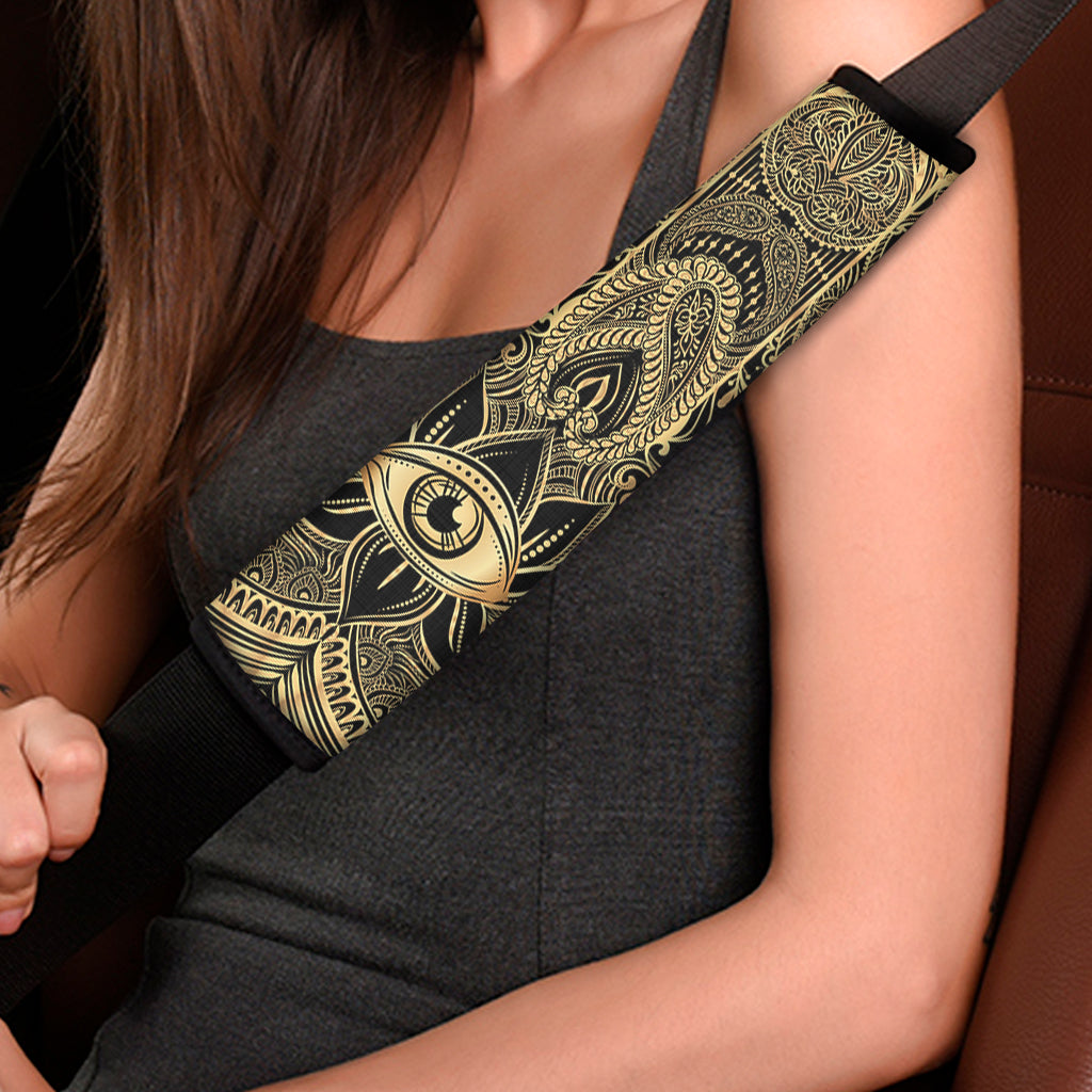 Gold Hamsa Hand Print Car Seat Belt Covers