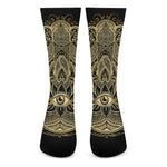 Gold Hamsa Hand Print Crew Socks