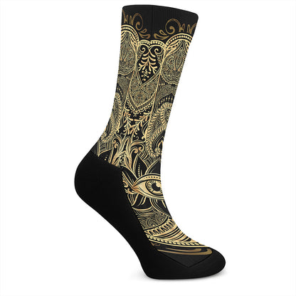 Gold Hamsa Hand Print Crew Socks