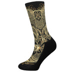 Gold Hamsa Hand Print Crew Socks