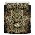 Gold Hamsa Hand Print Duvet Cover Bedding Set