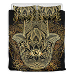 Gold Hamsa Hand Print Duvet Cover Bedding Set