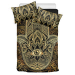 Gold Hamsa Hand Print Duvet Cover Bedding Set