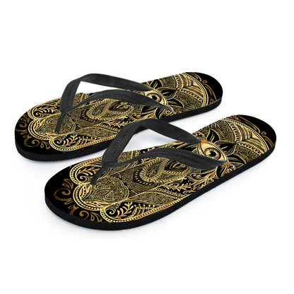 Gold Hamsa Hand Print Flip Flops