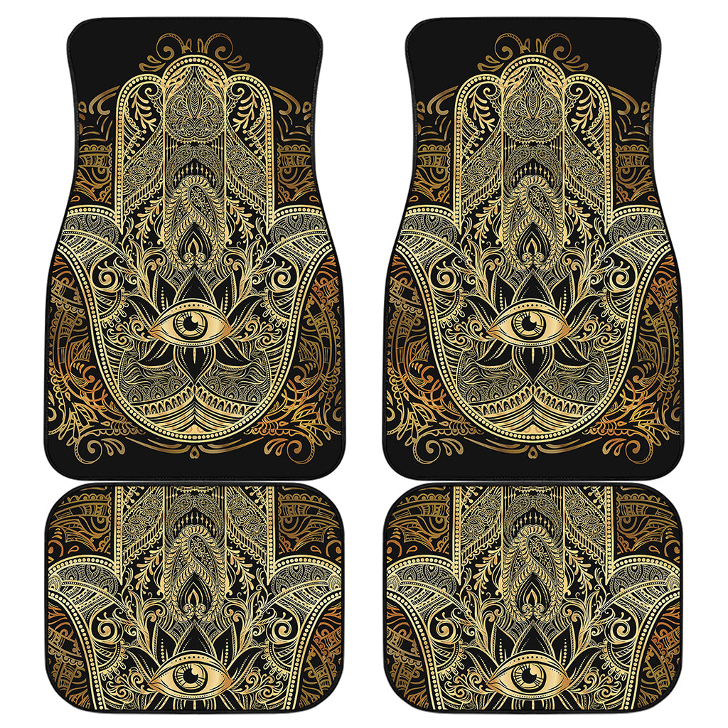 Gold Hamsa Hand Print Front and Back Car Floor Mats
