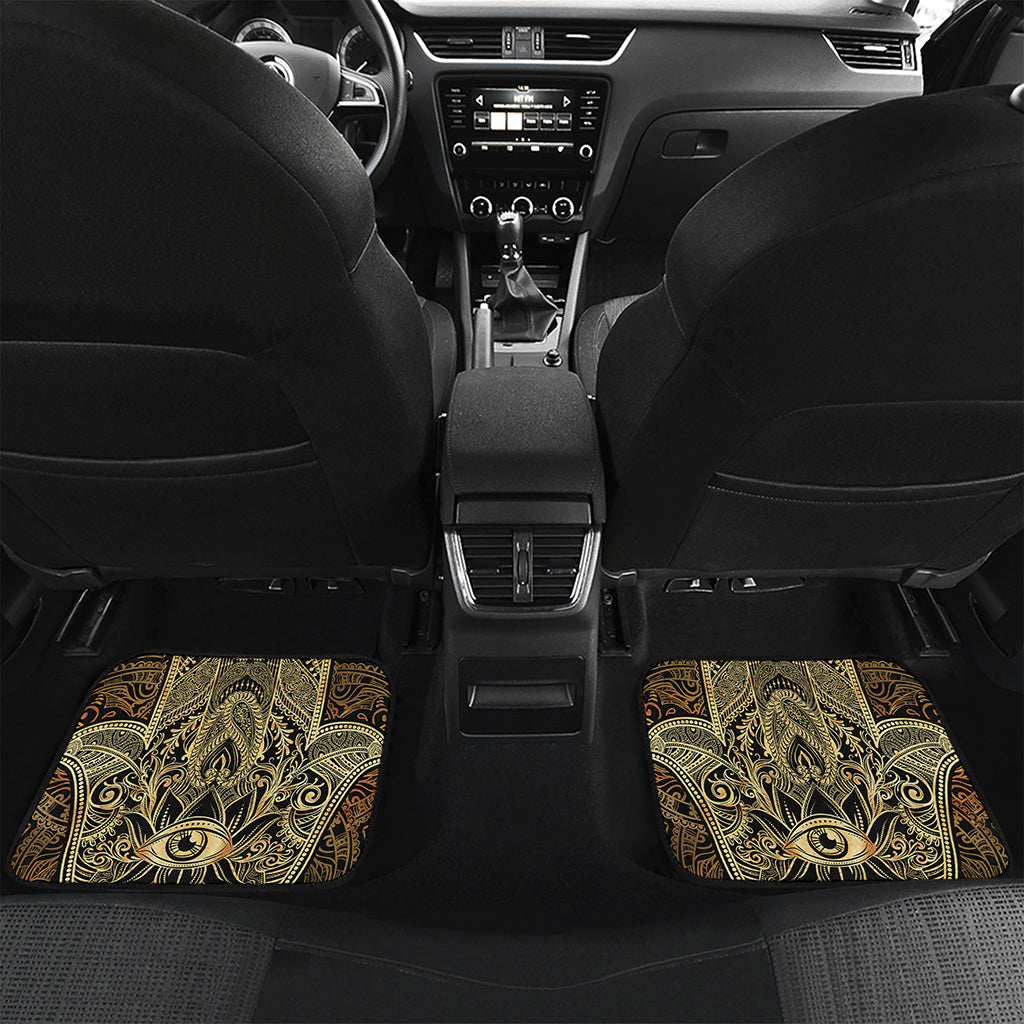Gold Hamsa Hand Print Front and Back Car Floor Mats