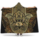 Gold Hamsa Hand Print Hooded Blanket