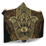 Gold Hamsa Hand Print Hooded Blanket