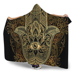 Gold Hamsa Hand Print Hooded Blanket