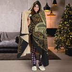 Gold Hamsa Hand Print Hooded Blanket