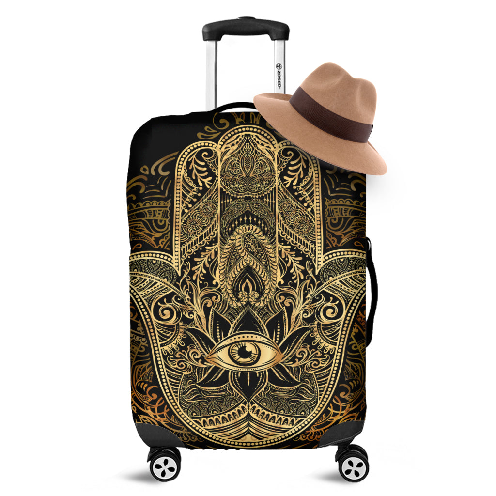 Gold Hamsa Hand Print Luggage Cover
