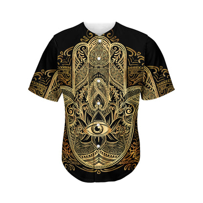 Gold Hamsa Hand Print Men's Baseball Jersey