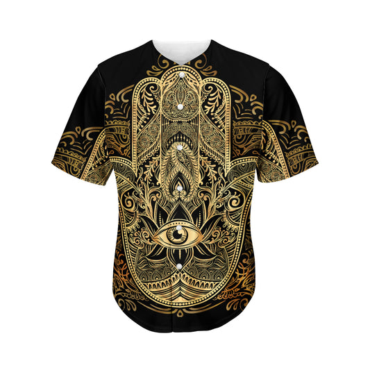 Gold Hamsa Hand Print Men's Baseball Jersey