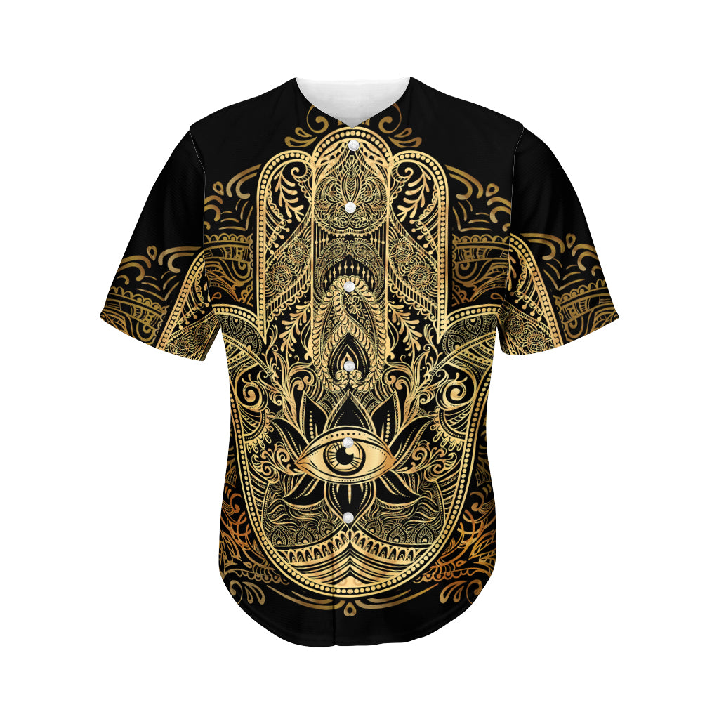 Gold Hamsa Hand Print Men's Baseball Jersey