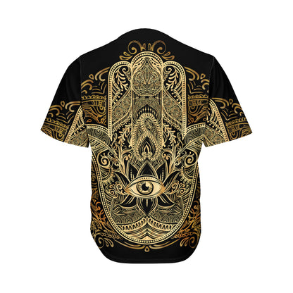 Gold Hamsa Hand Print Men's Baseball Jersey