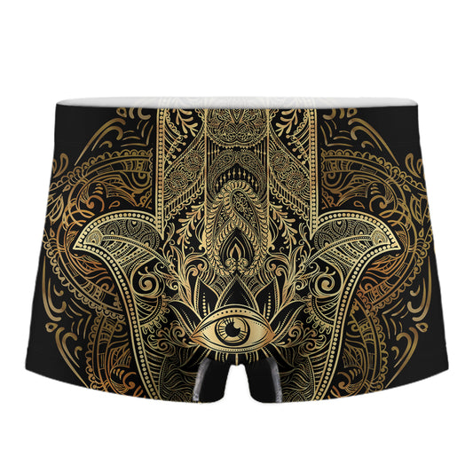 Gold Hamsa Hand Print Men's Boxer Briefs