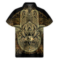 Gold Hamsa Hand Print Men's Short Sleeve Shirt
