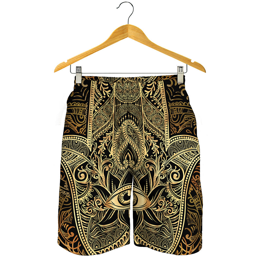Gold Hamsa Hand Print Men's Shorts