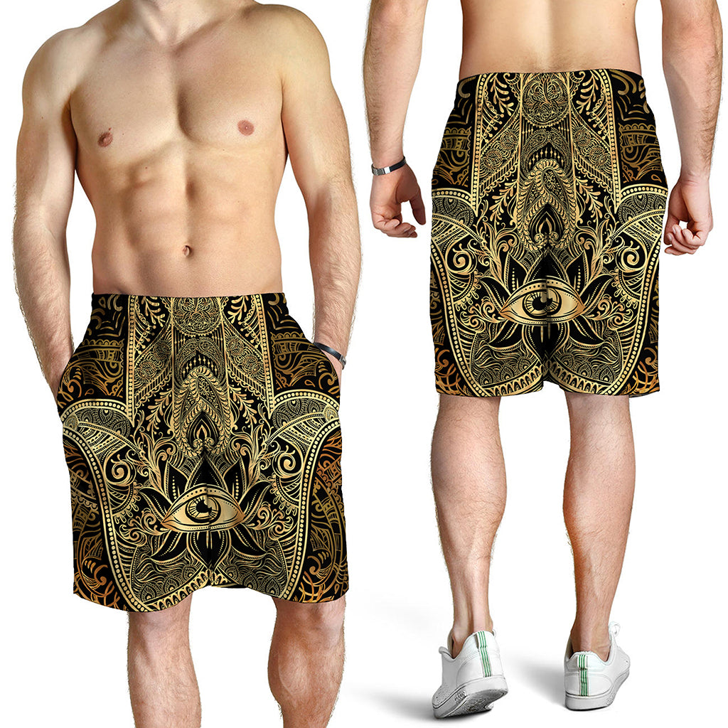 Gold Hamsa Hand Print Men's Shorts