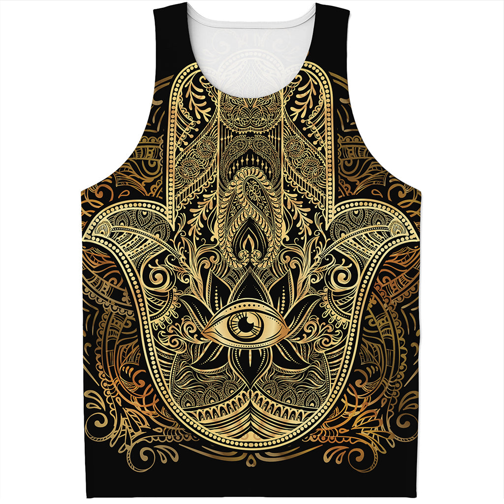 Gold Hamsa Hand Print Men's Tank Top