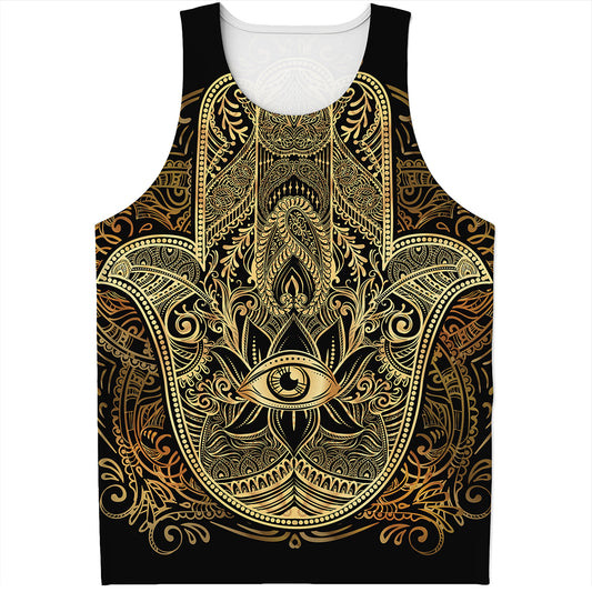 Gold Hamsa Hand Print Men's Tank Top