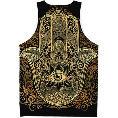Gold Hamsa Hand Print Men's Tank Top