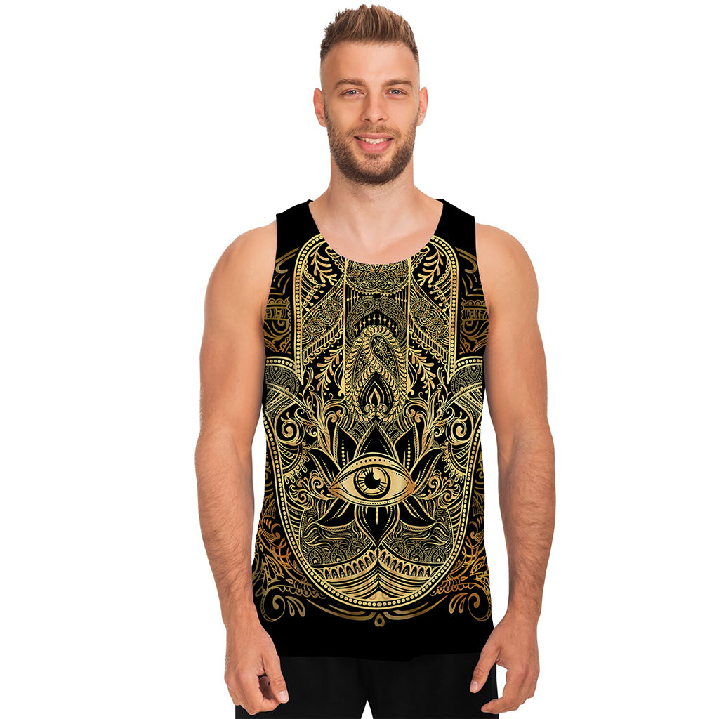 Gold Hamsa Hand Print Men's Tank Top