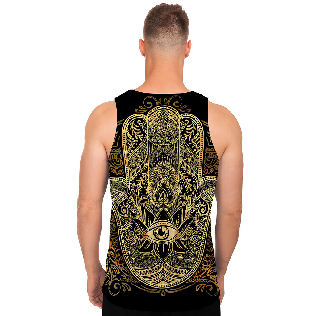 Gold Hamsa Hand Print Men's Tank Top